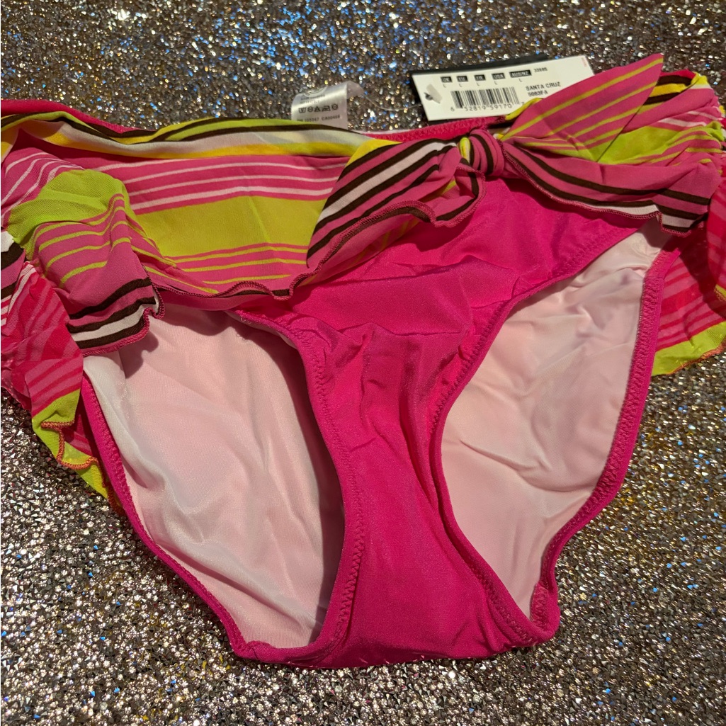 Fantasie Pink And Green Striped Bikini Bottom